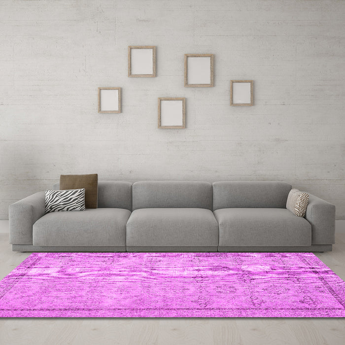 Machine Washable Persian Pink Traditional Rug in a Living Room, wshtr2455pnk