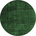 Round Machine Washable Persian Emerald Green Traditional Area Rugs, wshtr2456emgrn