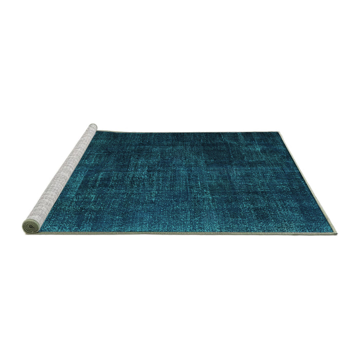 Sideview of Machine Washable Persian Turquoise Traditional Area Rugs, wshtr2456turq