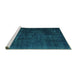 Sideview of Machine Washable Persian Turquoise Traditional Area Rugs, wshtr2456turq