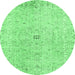 Round Persian Emerald Green Traditional Rug, tr2457emgrn