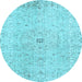 Round Persian Light Blue Traditional Rug, tr2457lblu