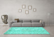 Machine Washable Persian Turquoise Traditional Area Rugs in a Living Room,, wshtr2457turq