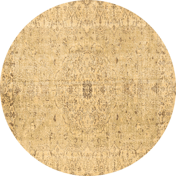 Round Machine Washable Persian Brown Traditional Rug, wshtr2457brn
