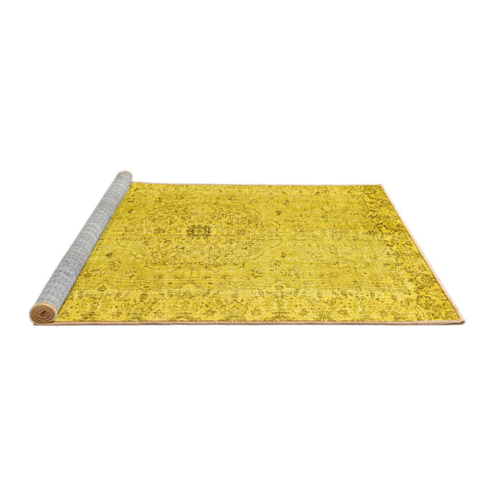 Sideview of Machine Washable Persian Yellow Traditional Rug, wshtr2457yw
