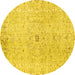 Round Machine Washable Persian Yellow Traditional Rug, wshtr2457yw