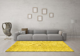 Machine Washable Persian Yellow Traditional Rug in a Living Room, wshtr2457yw