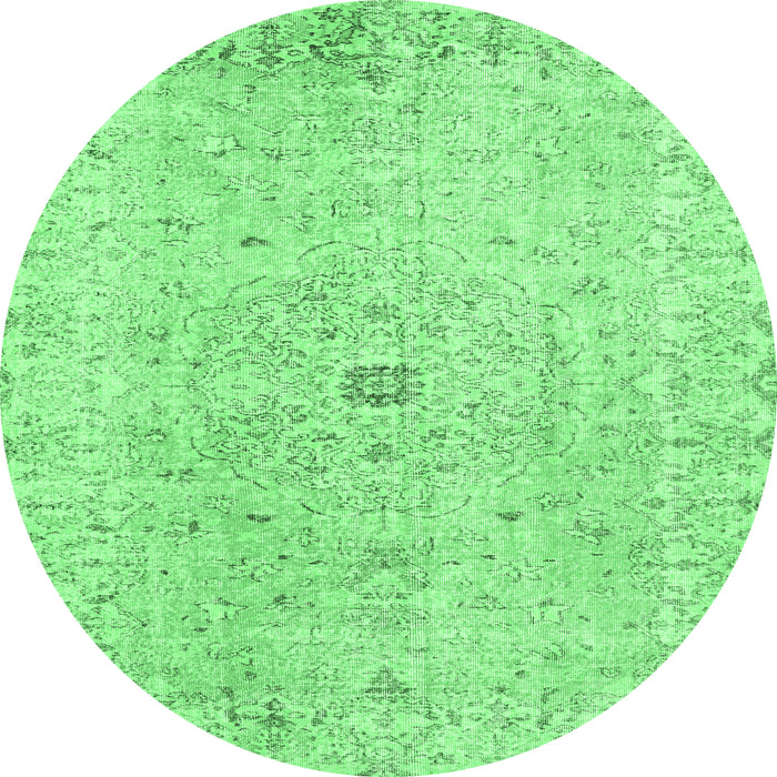 Round Machine Washable Persian Emerald Green Traditional Area Rugs, wshtr2457emgrn