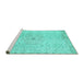 Sideview of Machine Washable Persian Turquoise Traditional Area Rugs, wshtr2457turq