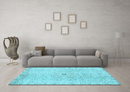 Machine Washable Persian Light Blue Traditional Rug in a Living Room, wshtr2457lblu