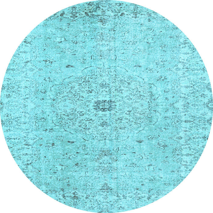 Round Machine Washable Persian Light Blue Traditional Rug, wshtr2457lblu