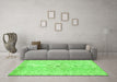 Machine Washable Persian Green Traditional Area Rugs in a Living Room,, wshtr2457grn