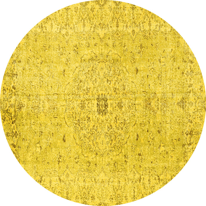 Round Persian Yellow Traditional Rug, tr2457yw
