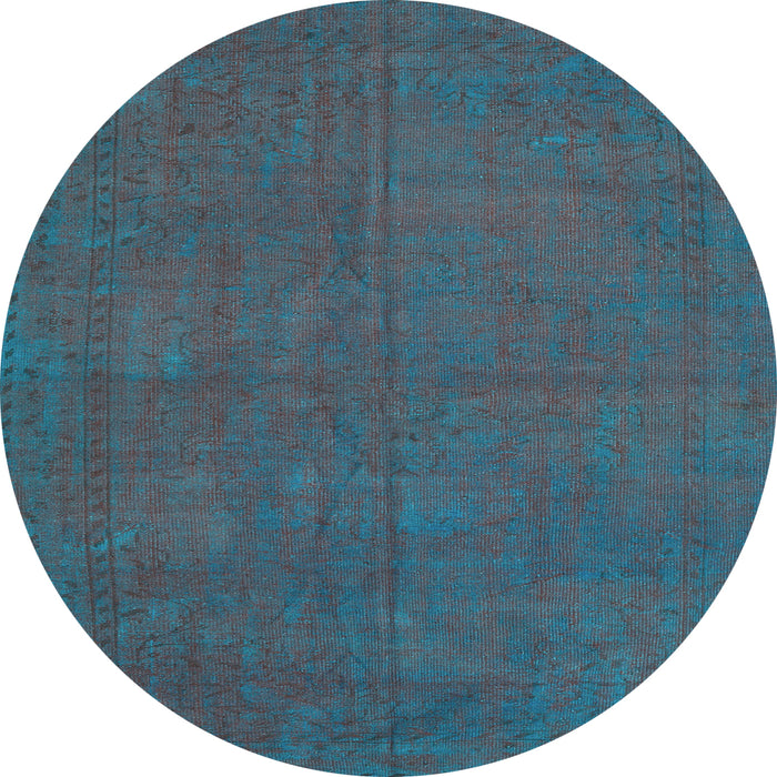 Round Machine Washable Persian Light Blue Traditional Rug, wshtr2458lblu