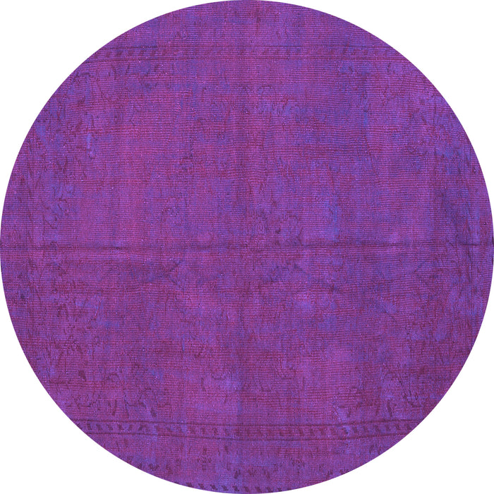 Round Machine Washable Persian Purple Traditional Area Rugs, wshtr2458pur