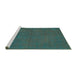 Sideview of Machine Washable Persian Turquoise Traditional Area Rugs, wshtr2458turq