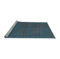 Sideview of Machine Washable Persian Light Blue Traditional Rug, wshtr2458lblu