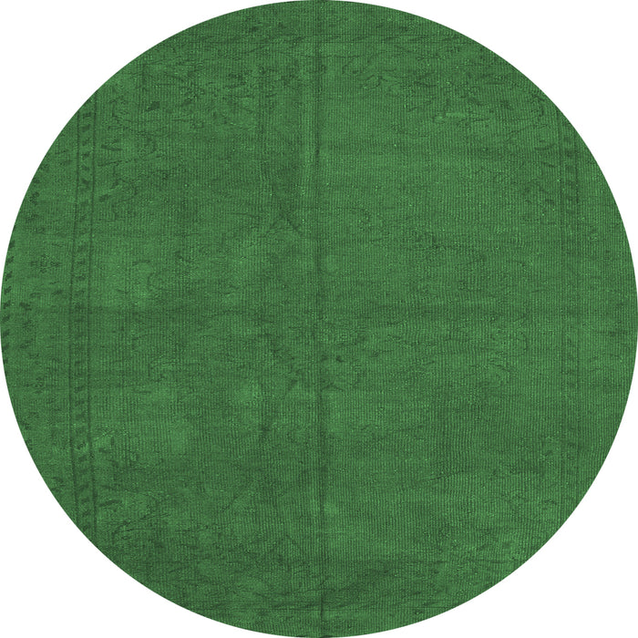 Round Machine Washable Persian Emerald Green Traditional Area Rugs, wshtr2458emgrn