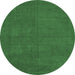 Round Machine Washable Persian Emerald Green Traditional Area Rugs, wshtr2458emgrn