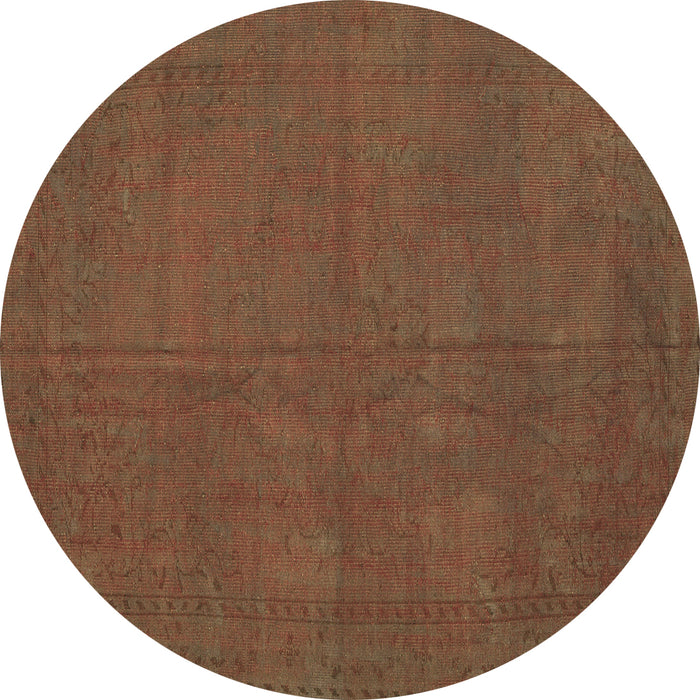Round Persian Brown Traditional Rug, tr2458brn