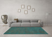 Machine Washable Persian Turquoise Traditional Area Rugs in a Living Room,, wshtr2458turq