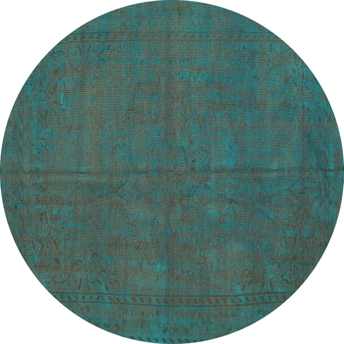 Round Machine Washable Persian Turquoise Traditional Area Rugs, wshtr2458turq