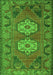 Serging Thickness of Machine Washable Persian Green Traditional Area Rugs, wshtr2459grn