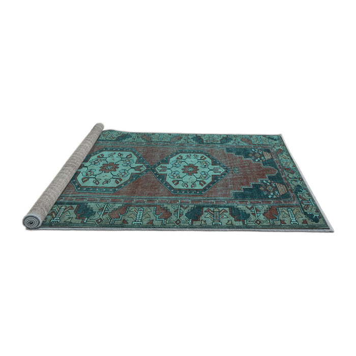 Sideview of Machine Washable Persian Light Blue Traditional Rug, wshtr2459lblu