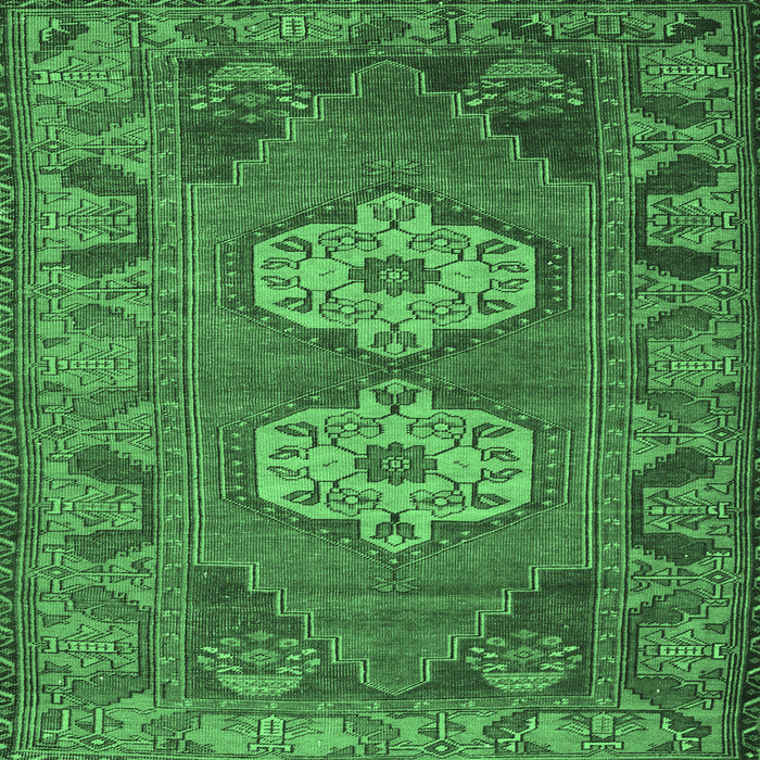Square Machine Washable Persian Emerald Green Traditional Area Rugs, wshtr2459emgrn