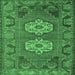 Square Machine Washable Persian Emerald Green Traditional Area Rugs, wshtr2459emgrn