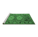 Sideview of Machine Washable Persian Emerald Green Traditional Area Rugs, wshtr2459emgrn