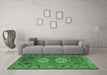 Machine Washable Persian Emerald Green Traditional Area Rugs in a Living Room,, wshtr2459emgrn