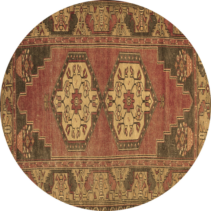 Round Machine Washable Persian Brown Traditional Rug, wshtr2459brn