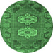 Round Machine Washable Persian Emerald Green Traditional Area Rugs, wshtr2459emgrn