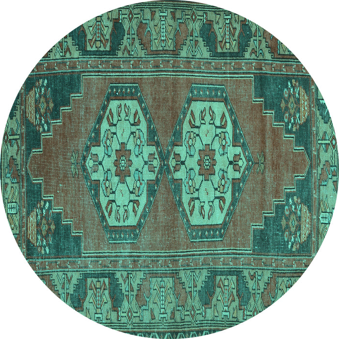 Round Persian Turquoise Traditional Rug, tr2459turq