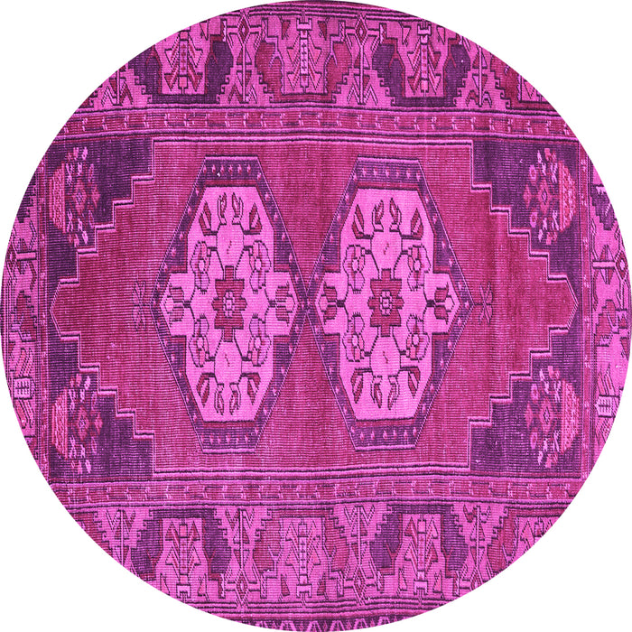 Round Machine Washable Persian Pink Traditional Rug, wshtr2459pnk