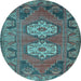 Round Persian Light Blue Traditional Rug, tr2459lblu