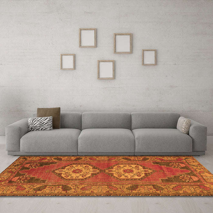 Machine Washable Persian Orange Traditional Area Rugs in a Living Room, wshtr2459org