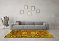 Machine Washable Persian Yellow Traditional Rug, wshtr2459yw