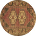 Round Persian Brown Traditional Rug, tr2459brn