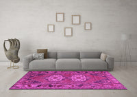 Machine Washable Persian Pink Traditional Rug, wshtr2459pnk