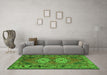 Machine Washable Persian Green Traditional Area Rugs in a Living Room,, wshtr2459grn