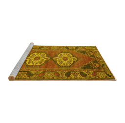 Sideview of Machine Washable Persian Yellow Traditional Rug, wshtr2459yw