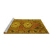 Sideview of Machine Washable Persian Yellow Traditional Rug, wshtr2459yw