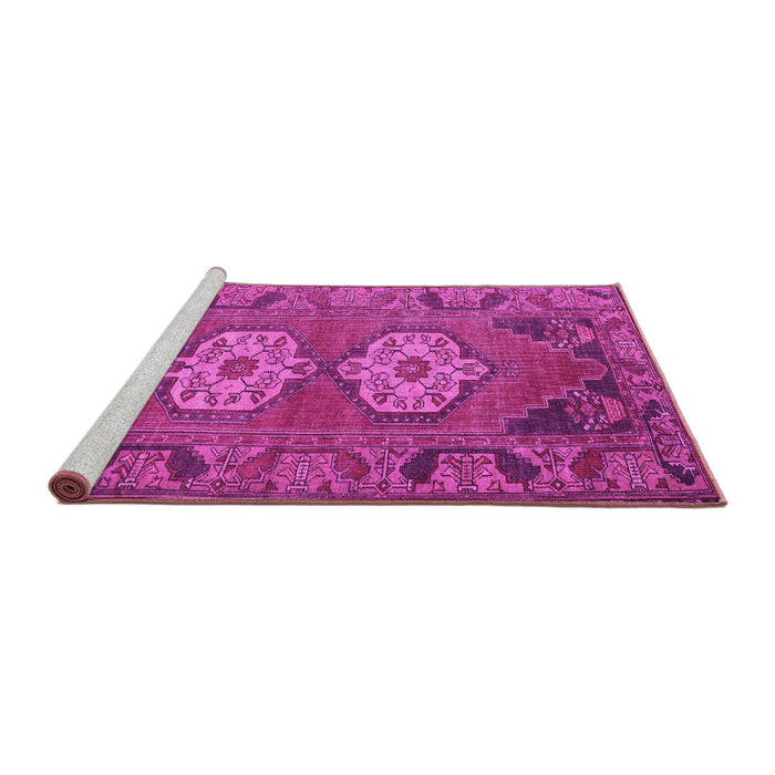 Sideview of Machine Washable Persian Pink Traditional Rug, wshtr2459pnk