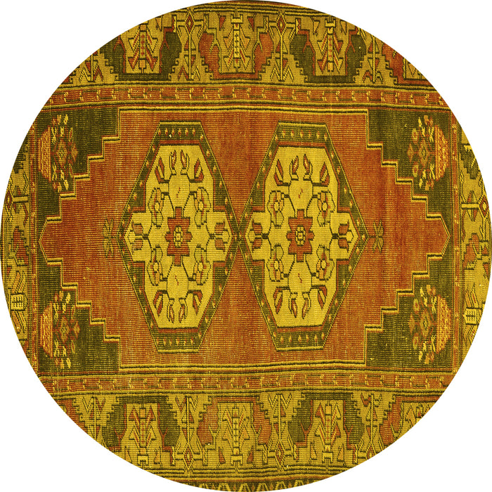 Round Persian Yellow Traditional Rug, tr2459yw