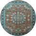 Round Medallion Light Blue Traditional Rug, tr245lblu