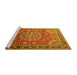 Sideview of Machine Washable Medallion Yellow Traditional Rug, wshtr245yw