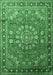 Machine Washable Medallion Emerald Green Traditional Area Rugs, wshtr245emgrn