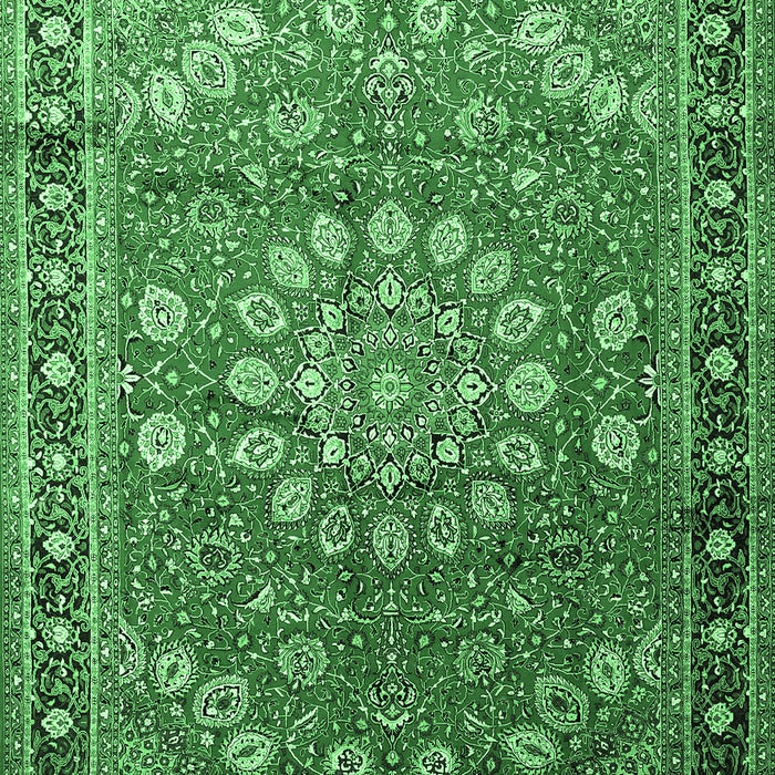 Machine Washable Medallion Emerald Green Traditional Area Rugs, wshtr245emgrn